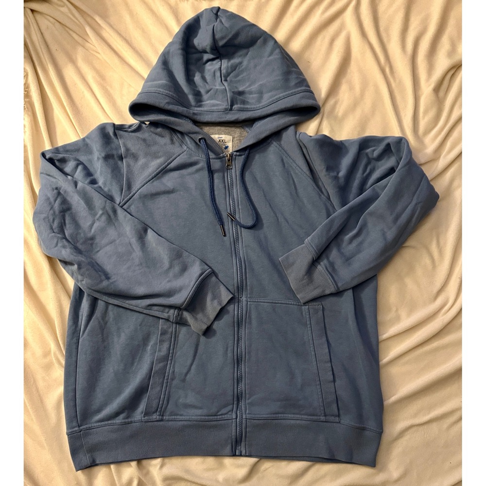 Champion C9 Zip Up Hoodie Women XXL Blue Fleece‎ Raglan Sweatshirt